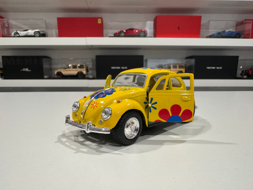 1/32 Kinsmart 1967 Volkswagen Classical Beetle Print Flowers 5″ (Yellow) Diecast Car Model (new no retail box) 1/32 Kinsmart 1967 Volkswagen Classical Beetle Print Flowers 5″ (Yellow) Diecast Car Model (new no retail box)