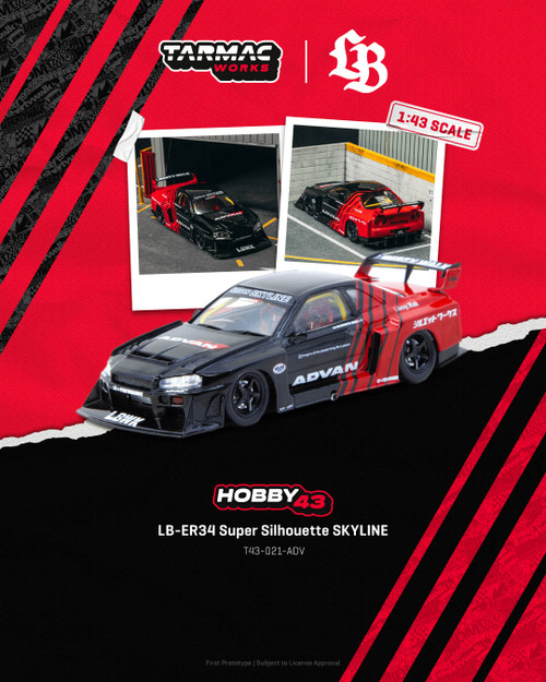 1/64 Tarmac Works Nissan Skyline GT-R R34 LB-ER34 Super Silhouette SKYLINE ADVAN Diecast Car Model 1/64 Tarmac Works Nissan Skyline GT-R R34 LB-ER34 Super Silhouette SKYLINE ADVAN Diecast Car Model