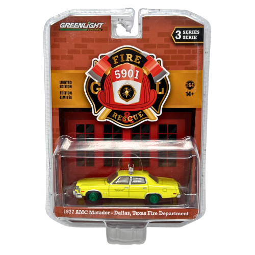 CHASE CAR 1/64 Greenlight1977 AMC Matador Yellow "Dallas Fire Department" (Texas) "Fire & Rescue" Series 3 Diecast Car Model CHASE CAR 1/64 Greenlight1977 AMC Matador Yellow "Dallas Fire Department" (Texas) "Fire & Rescue" Series 3 Diecast Car Model