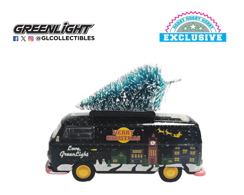 1/64 Greenlight Christmas Edition Volkswagen Type 2 Panel Van with Christmass Tree Diecast Car Model 1/64 Greenlight Christmas Edition Volkswagen Type 2 Panel Van with Christmass Tree Diecast Car Model