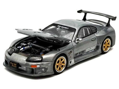 Toyota Supra "Top Secret" GT300 RHD (Right Hand Drive) Raw Metal "Vintage Diecast Expo Hong Kong 2025" 1/64 Diecast Model Car by Pop Race Toyota Supra "Top Secret" GT300 RHD (Right Hand Drive) Raw Metal "Vintage Diecast Expo Hong Kong 2025" 1/64 Diecast Model Car by Pop Race