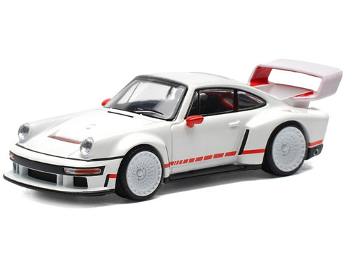Singer DLS Turbo White with Red Stripes 1/64 Diecast Model Car by Pop Race Singer DLS Turbo White with Red Stripes 1/64 Diecast Model Car by Pop Race