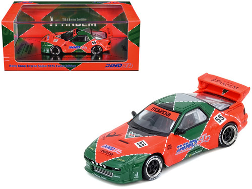 Mazda RX7 (FC3S) "Pandem Aero" RHD (Right Hand Drive) #55 Red and Green "Hong Kong Toycar Salon 2025 Event Edition" 1/64 Diecast Model Car by Inno Models Mazda RX7 (FC3S) "Pandem Aero" RHD (Right Hand Drive) #55 Red and Green "Hong Kong Toycar Salon 2025 Event Edition" 1/64 Diecast Model Car by Inno Models