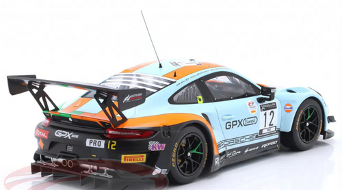 1/18 Ixo 2020 Porsche 911 GT3 R Gulf #12 4th 24h Spa GPX Racing Matt Campbell, Patrick Pilet, Mathieu Jaminet Diecast Car Model 1/18 Ixo 2020 Porsche 911 GT3 R Gulf #12 4th 24h Spa GPX Racing Matt Campbell, Patrick Pilet, Mathieu Jaminet Diecast Car Model