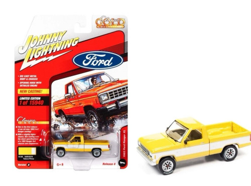 1/64 Johnny Lightning 1983 Ford Ranger (Yellow & White) Diecast Car Model 1/64 Johnny Lightning 1983 Ford Ranger (Yellow & White) Diecast Car Model