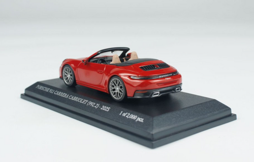 1/64 Minichamps 2025 Porsche 911 (992.2) Carrera Cabriolet (Red) Diecast Car Model 1/64 Minichamps 2025 Porsche 911 (992.2) Carrera Cabriolet (Red) Diecast Car Model