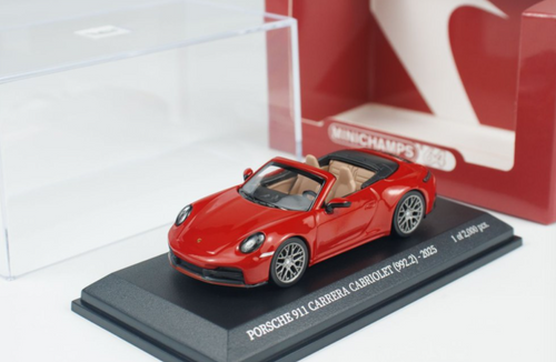 1/64 Minichamps 2025 Porsche 911 (992.2) Carrera Cabriolet (Red) Diecast Car Model 1/64 Minichamps 2025 Porsche 911 (992.2) Carrera Cabriolet (Red) Diecast Car Model