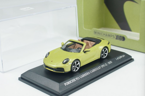 1/64 Minichamps 2025 Porsche 911 (992.2) Carrera Cabriolet (Metallic Yellow) Diecast Car Model 1/64 Minichamps 2025 Porsche 911 (992.2) Carrera Cabriolet (Metallic Yellow) Diecast Car Model