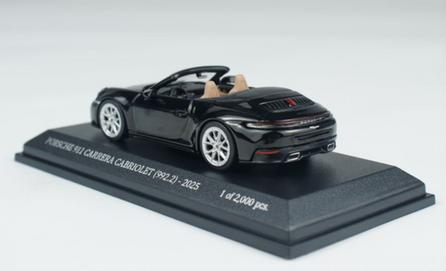 1/64 Minichamps 2025 Porsche 911 (992.2) Carrera Cabriolet (Black) Diecast Car Model 1/64 Minichamps 2025 Porsche 911 (992.2) Carrera Cabriolet (Black) Diecast Car Model
