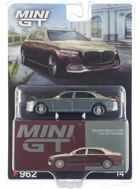 CHASE CAR 1/64 Mini GT Mercedes-Maybach S680 (Gold & Chrome Silver) Diecast Car Model CHASE CAR 1/64 Mini GT Mercedes-Maybach S680 (Gold & Chrome Silver) Diecast Car Model