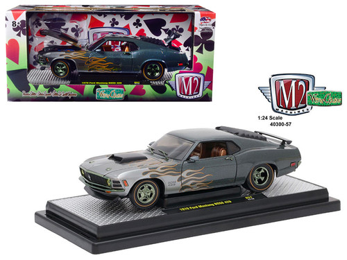 1970 Ford Mustang Boss 429 Charcoal Metallic with Flames 1/24