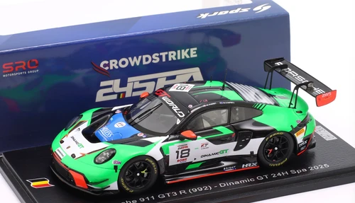 1/43 Spark Porsche 911 GT3 R (992) No.18 Dinamic GT  24H Spa 2025  M. Campbell - B. Buus - M. Jaminet Car Model