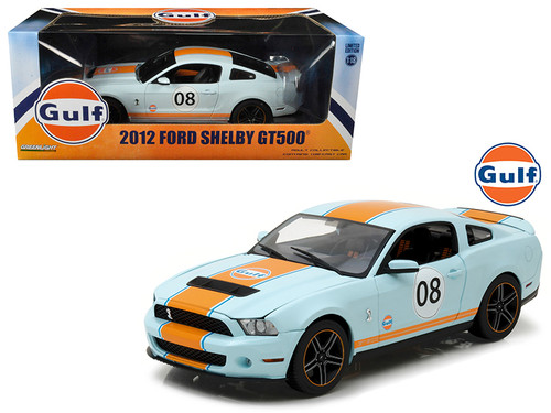 2012 Ford Mustang Shelby GT500 "Gulf" Oil #08 1/18 Diecast Model Car by Greenlight