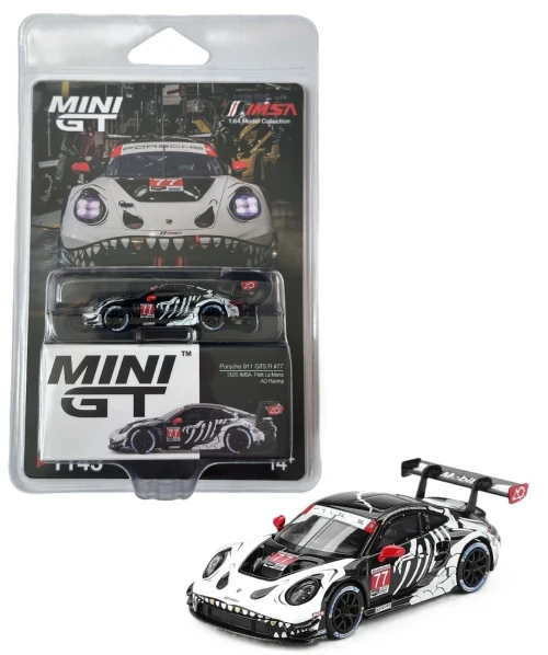 1/64 Mini GT 2025 Porsche 911 GT3 R #77 AO Racing 2025 IMSA Petit Le Mans Car Model