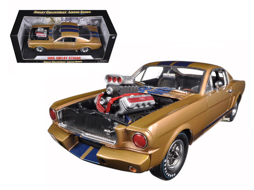 1965 Ford Shelby Mustang GT 350R Gold/Blue 1/18 Diecast Car Model by Shelby Collectibles 