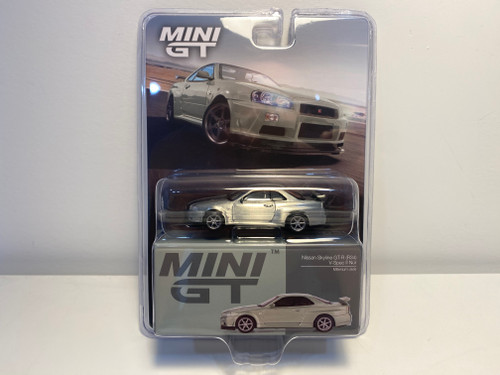 CHASE CAR 1/64 Mini GT Nissan Skyline GT-R (R34) V-Spec II Nür (Chrome Silver) Diecast Car Model CHASE CAR 1/64 Mini GT Nissan Skyline GT-R (R34) V-Spec II Nür (Chrome Silver) Diecast Car Model