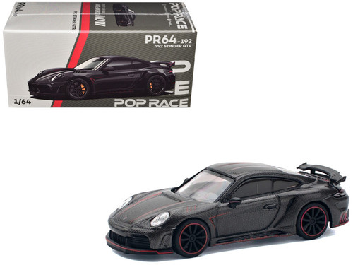 1/64 Poprace Porsche 911 992 Stinger GTR Carbon Edition with Red Line DIecast Car Model