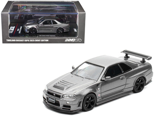 Nissan Skyline GT-R (R34) Z-Tune RHD (Right Hand Drive) Gray Metallic "Thailand Diecast Expo 2025 Event Edition" 1/64 Diecast Model Car by Inno Models Nissan Skyline GT-R (R34) Z-Tune RHD (Right Hand Drive) Gray Metallic "Thailand Diecast Expo 2025 Event Edition" 1/64 Diecast Model Car by Inno Models