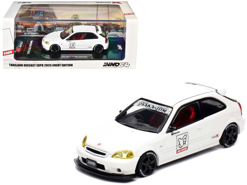 Honda Civic Type R (EK9) RHD (Right Hand Drive) White "Thailand Diecast Expo 2025 Event Edition" 1/64 Diecast Model Car by Inno Models Honda Civic Type R (EK9) RHD (Right Hand Drive) White "Thailand Diecast Expo 2025 Event Edition" 1/64 Diecast Model Car by Inno Models