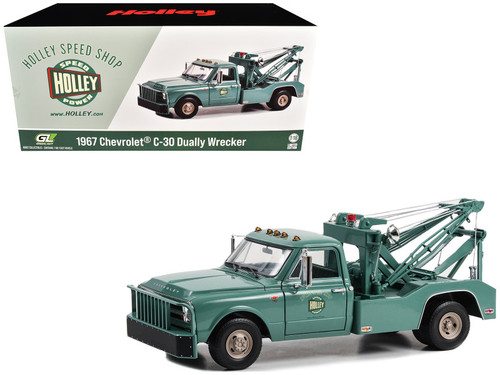 1967 Chevrolet C-30 Dually Wrecker Tow Truck "Holley Speed Shop" Green 1/18 Diecast Model Car by Greenlight 1967 Chevrolet C-30 Dually Wrecker Tow Truck "Holley Speed Shop" Green 1/18 Diecast Model Car by Greenlight