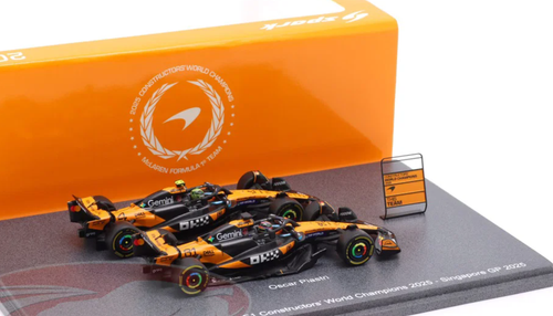 1/64 Spark 2-Car Set 2025 Formula 1 Constructor's Champion McLaren MCL39 #4 Lando Norris & #81 Oscar Piastri Car Model