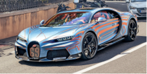 1/18 HH Model Bugatti Chiron SS (Vagues de Lumiere Blue with Orange Stripes) Car Model 1/18 HH Model Bugatti Chiron SS (Vagues de Lumiere Blue with Orange Stripes) Car Model
