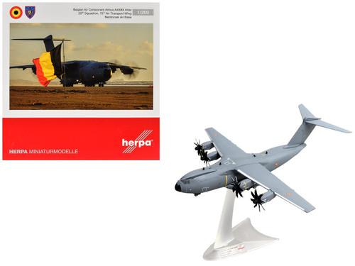 Airbus A400M Atlas Transport Aircraft "20th Squadron 15th Wing Melsbroek Air Base" Belgian Air Component 1/200 Diecast Model Airplane by Herpa Airbus A400M Atlas Transport Aircraft "20th Squadron 15th Wing Melsbroek Air Base" Belgian Air Component 1/200 Diecast Model Airplane by Herpa