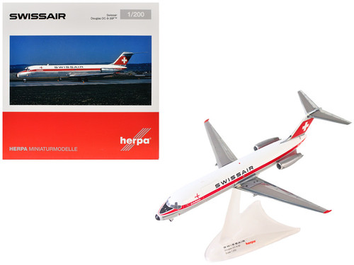 Douglas DC-9-30F Commercial Aircraft "Swissair" (HB-IFW) White with Red Stripes 1/200 Diecast Model Airplane by Herpa Douglas DC-9-30F Commercial Aircraft "Swissair" (HB-IFW) White with Red Stripes 1/200 Diecast Model Airplane by Herpa