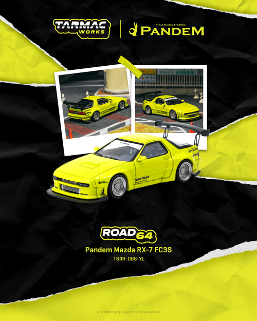 1/64 Tarmac Works Mazda RX-7 FC3S (Yellow) Diecast Car Model 1/64 Tarmac Works Mazda RX-7 FC3S (Yellow) Diecast Car Model