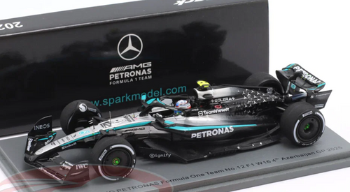 1/43 Spark Mercedes W16 No.12 Mercedes-AMG PETRONAS Formula One Team 4th Azerbaijan GP 2025 Kimi Antonelli Car Model