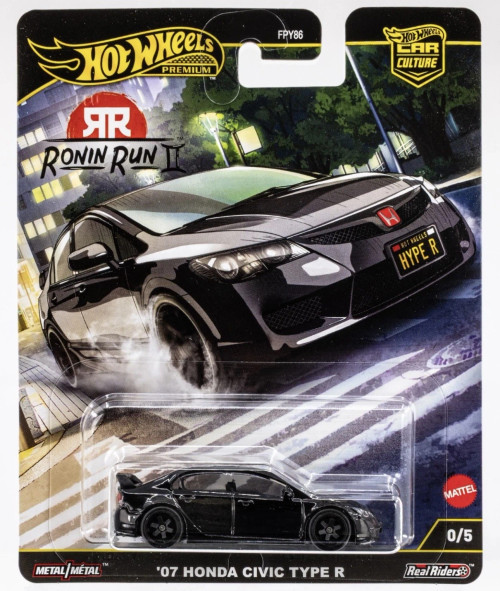 CHASE CAR 1/64 Hot Wheels Premium 2007 Honda Civic Type R (Black