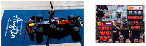 1/64 Spark Red Bull Racing RB21 No.1 Oracle Red Bull Racing Winner US GP 2025 Max Verstappen With pit boards & bigger base Car Model