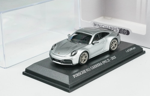 1/64 Minichamps 2025 Porsche 911 (992.2) Carrera (Silver) Diecast Car Model