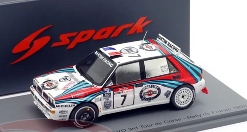 1/43 Spark Lancia Delta HF Integrale EVO No.7 3rd Tour de Corse - Rally de France 1992 P. Bugalski - D. Giraudet Car Model