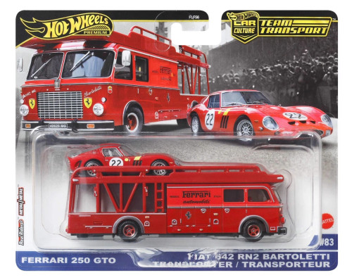 シェルビー 1/64 Hot Wheels Premium Ferrari 250 GTO #22 (Red) with Fiat 642
