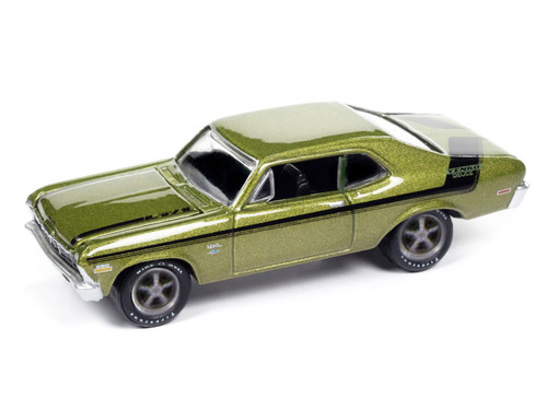 1970 Chevrolet Nova Yenko Deuce Citrus Green Metallic with Black Stripes "Muscle Cars USA" Series 1/64 Diecast Model Car by Johnny Lightning