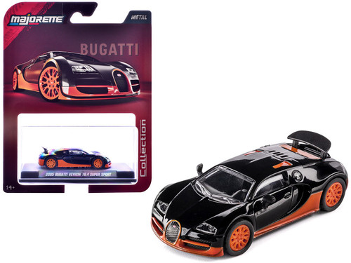 1/64 Majorette 2005 Bugatti Veyron (Black & Orange) Diecast Car