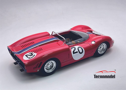 1/18 Tecnomodel Ferrari 365 P2 Spyder NART Bridgehampton 500 Kms 2nd Place 1965 Car #20 Driver: P. Rodriguez Limited Edition Car Model