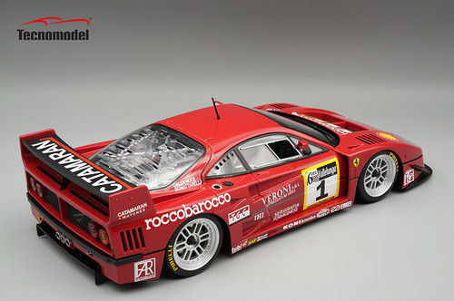 1/18 Tecnomodel Ferrari F40 LM 1996 6h Vallelunga Gold Cup Driver: A. Schiattarella, L.Dalla Noce  Open Rear Trunk & Engine Part Closes with Magnetic System Limited Edition Car Model