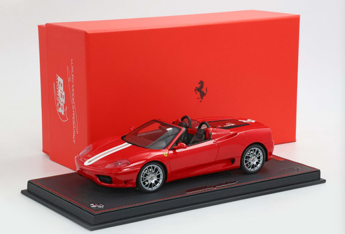 1/18 BBR Ferrari 360 Modena Spider Automatic Transmission (Rosso Corsa Red with Black Daytona Seats & Challenge Rear Grille) Car Model Limited 12 Pieces