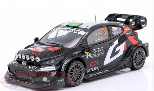 1/18 Ixo 2025 Toyota GR Yaris Rally1 #33 2nd Rallye Monte Carlo Toyota Gazoo Racing WRT Elfyn Evans, Scott Martin Car Model