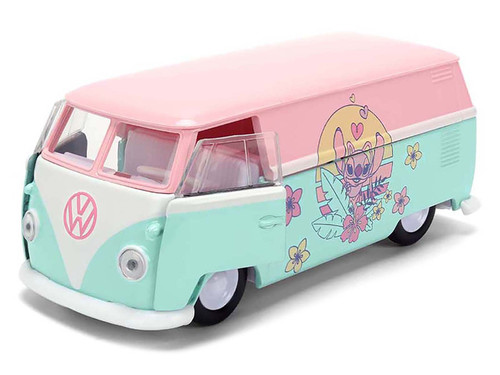 1961 Volkswagen Bus Pink and Blue with Graphics "Disney's Stitch" "Hollywood Rides" Series 1/32 Diecast Model Car by Jada