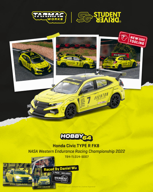 1/64 Tarmac Works 2022 Honda Civic Typre R FK8 #7 NASA Western