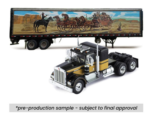 1/64 Iconic Replicas 1976 Kenworth W900A with Reefer Trailer Bandit Trucking Special Edition (Black & Brown) Diecast Car Model