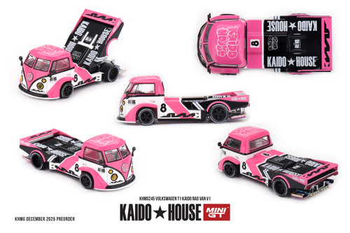 KAIDO HOUSE ミニカー 1/64 ブラック/ピンク 1/64 Kaido House Volkswagen T1 KAIDO RADVANV1 #8 (Pink) Diecast