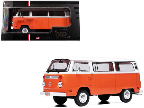 1974 Volkswagen T2 Bus Orange and White 1/24 Diecast Model by IXO