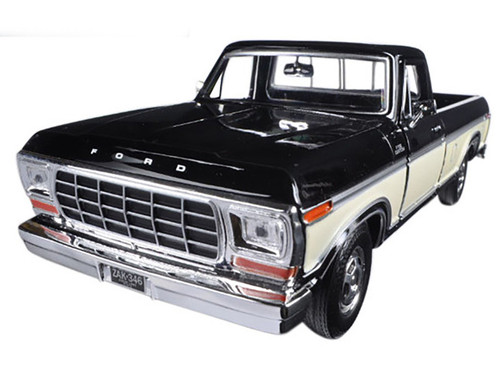 1979 Ford F-150 Pickup Truck 2 Tone Black/Cream 1/24 Diecast Model Car by Motormax