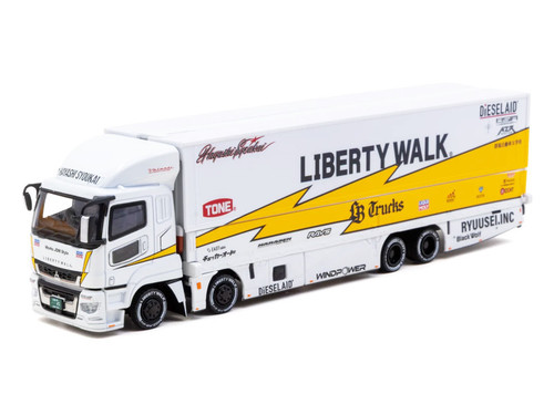 1/64 Tarmac Works Mitsubishi Fuso Super Great LB-Trucks (White & Yellow) Diecast Car Model