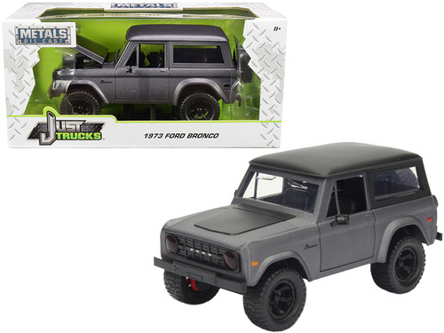 1973 Ford Bronco Matt Gray with Black Top "Just Trucks" 1/24 Diecast Model Car by Jada