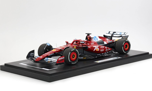 1/12 BBR 2025 Formula 1 Monaco GP Ferrari SF25 #16 Charles Leclerc 75 Years Shell Livery Car Model